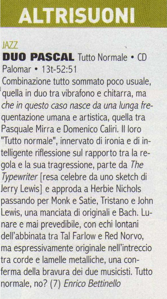 Recensione duo PasCal - Blow Up - Febbraio 2011
