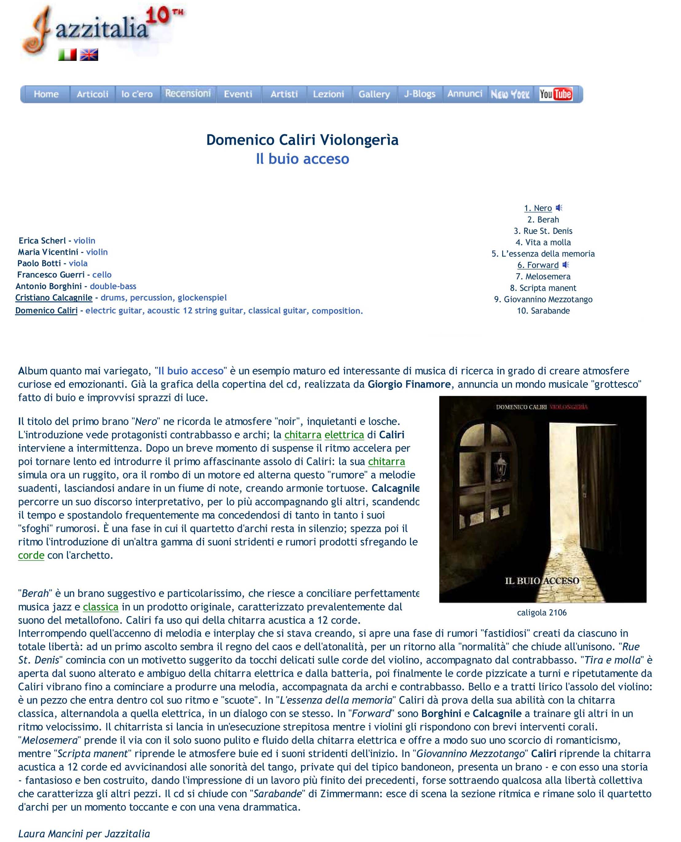 Recensione Jazzitalia - Violongerìa - Novembre 2009